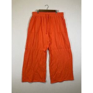 Style&Co Wide Leg Gauze Pants Womens L Orange Cotton Elastic Drawstring Tiered